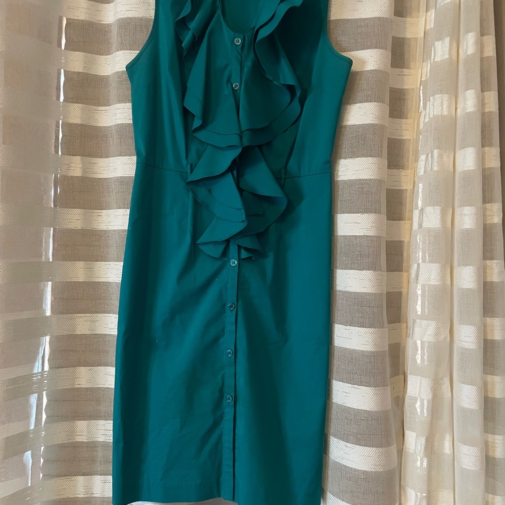 Limited teal ruffle button down dress.  Size 0